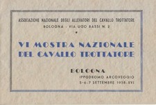 5-162) BOLOGNA 1938, IPPODROMO ARCOVEGGIO, MOSTRA NAZIONALE CAVALLO TROTTATORE