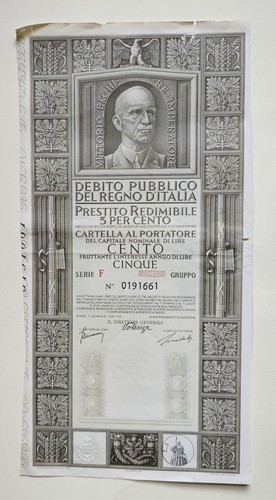 100 lire debito pubblico regno - lire,