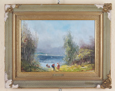 QUADRO AD OLIO PAESAGGIO DIPINTO SU TAVOLA PITTORE ATHOS BRIOSCHI FIRMATO S2