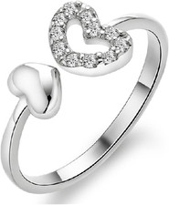Anello cuore argento zirconi - cuore,