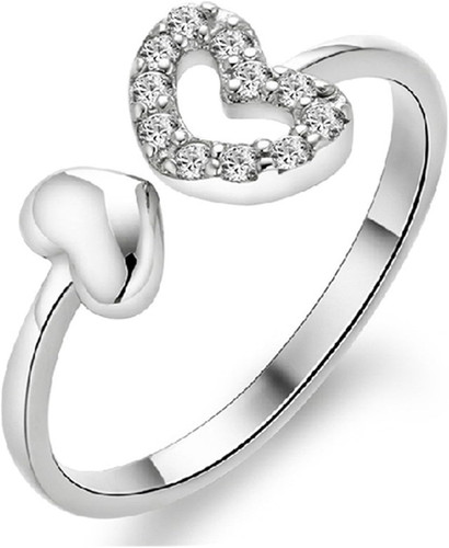Anello cuore argento zirconi - anello,