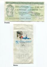 Mini assegno BANCA PROVINCIALE LOMBARDA L. 100, Anno 1977 - Postal Market #14