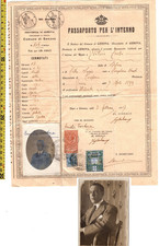 PASSAPORTO per L'INTERNO del 1917 - GENOVA - 3 marche da bollo + foto -