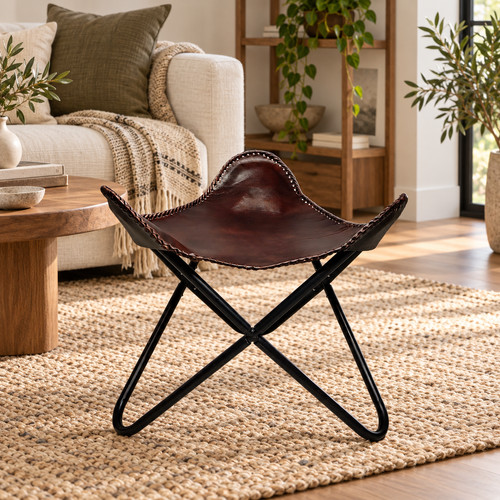 Parrys leather world pouf - leather,