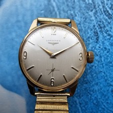Orologio da polso da uomo Longines vintage in oro massiccio 9 carati a...