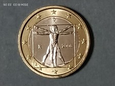 Moneta 1 Euro Italia 2008 uomo vitruviano. Da collezione