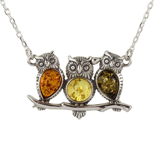 Collana gufi multicolore ambra - collana,