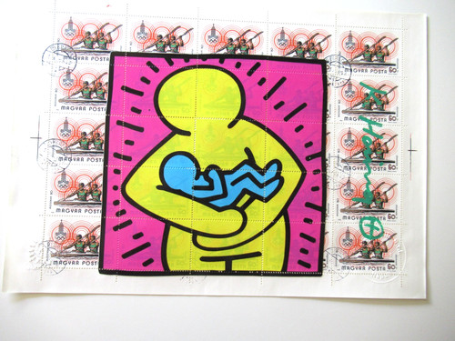 Haring serigrafia foglio - k., haring: