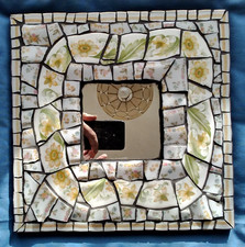 Specchio fiori mosaico, unico