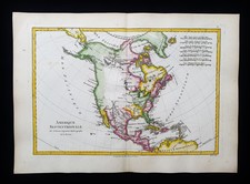 1787 BONNE rara mappa: Nord America, Stati Uniti, Canada, Messico, New York, USA