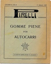 1923 MILANO Gomme Piene PIRELLI per autocarri listino depliant pubblicitario