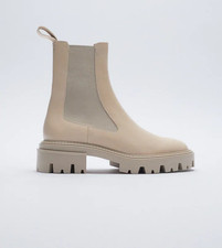 ZARA Stivali in pelle beige TG