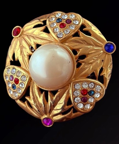 Spilla vintage cuore foglia - cuore, e