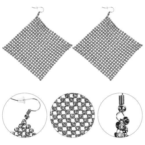 Paio orecchini strass moda - 1,