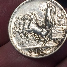 ? REGNO D'ITALIA 1914  VITT.EMANUELE III LIRE 2 QUADRIGA  AG. 835. ARGENTO