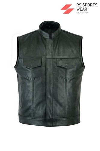 Gilet uomo cuoio motociclista - gilet,