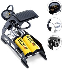 Gonfiatore Pompa a Pedale Manometro A 2 Cilindri Auto Moto Bici 10 BAR 160 PSI