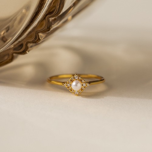 Anello vintage con perle - , pavè