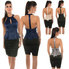 Top elegante raso lucido scollo goccia americana spalle nude sexy nuovo