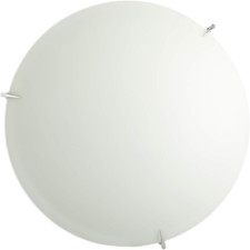 Plafoniera in Vetro Bianco Satinato Con Ganci Cromati. Diametro 40Cm, Medio