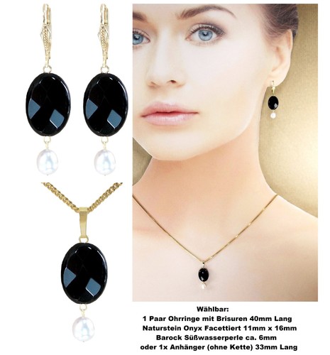 Orecchini onice sfaccettati - , +