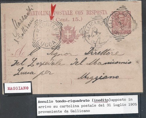 1905 intero postale da - 1905, 7,5c