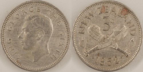 Nuova zelanda 1952 pence re - zelanda, 3