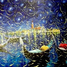 ''Venezia, polvere di stelle'', olio su tela Maestro Roberto Masia (1958).