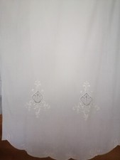 TENDA A PANNELLO RICAMATA IN MISTO LINO COLORE NATURALE. PRODOTTO IN ITALIA