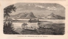 Stampa antica LAGO MAGGIORE panorama con imbarcazioni 1859 Antique print