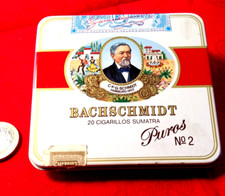 BACHSCHMIDT Puros 2 SUMATRA Scatola latta Porta Sigari Vuota Vintage-collezione