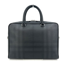 Burberry Valigetta Borsa Business Scacchi Fumè Nero Grigio PVC Pelle Autentica