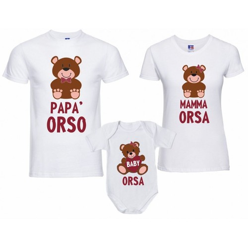 Tris shirt papà - orso, mamma