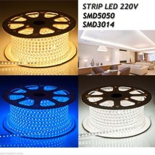 STRISCIA STRIP LED BOBINA SMD 5050 RGB SPINA 220V BIANCA TUBO ESTERNO 1 A 100 M