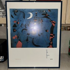 Joan Miro Poster Originale “People at Night” Philadelphia Museum - Cornice Blu