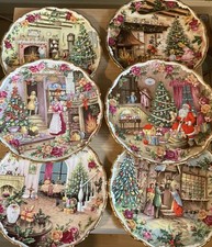  6  VTG Royal Albert Old Country Roses Collector Plates Christmas Surprise 1st