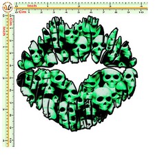 Adesivi moto labbra sticker bomb lips skull green stylized helmet auto 1 pz.