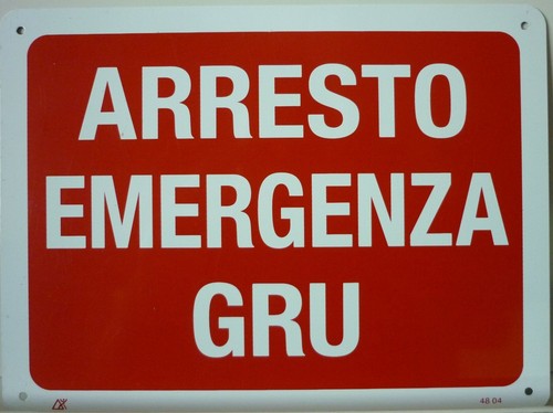 Cartello metallo arresto - in,