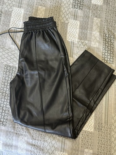 Pantaloni ecopelle grigio nero