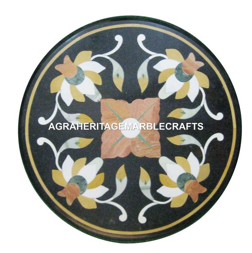Black round marble - black,
