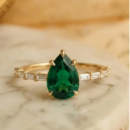 Anello simulato smeraldo lega - anello,