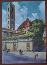 Illustratore Gino Frattini Cartolina LUCCA Piazza San Martino Palazzo Micheletti