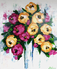 Fiori rose dipinto originale