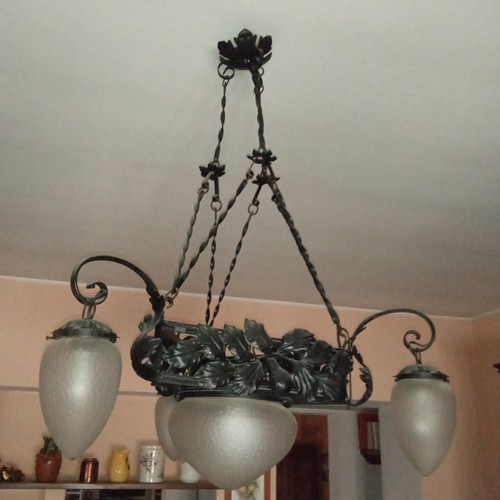 Lampadario ferro battuto metà - battuto,