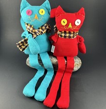 HLA DAY Myanmar Gatti Birmani Peluche Artigianale Carino Rosso Blu Bottone Occhi