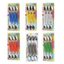 SET 6 12 CUCCHIAI DA TAVOLA CUCCHIAIO IN ACCIAIO MANICI COLORATI TAVOLALLEGRA