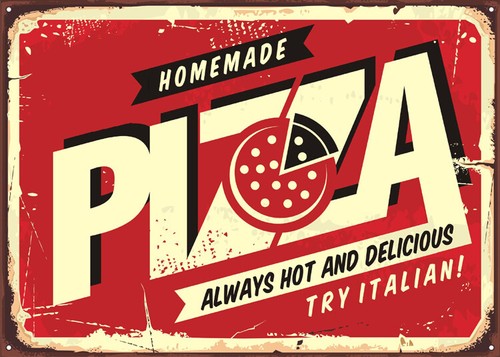 Insegna pizza retrò metallo - insegna,