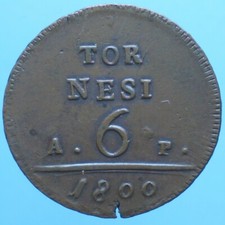 NAPOLI FERDINANDO IV 6 TORNESI 1800 RAME COPPER COIN CURRENCY COLLEZIONE MONETE