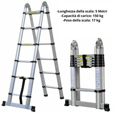 SCALA TELESCOPICA IN ALLUMINIO DA 5 METRI