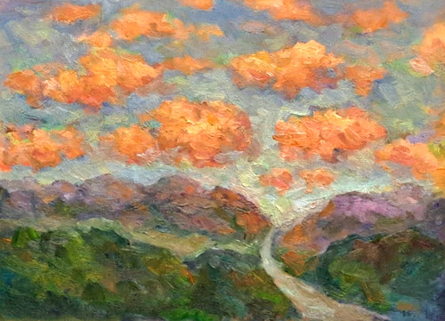 Oil painting landscape clouds - landscape,